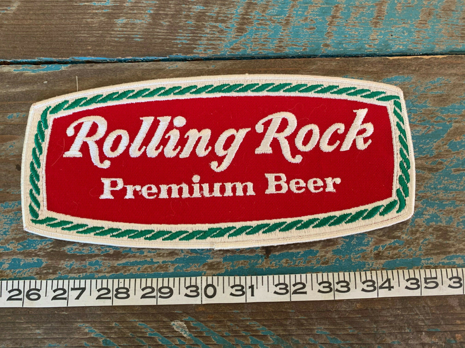 VINTAGE LARGE ROLLING ROCK PREMIUM BEER RACING PATCH