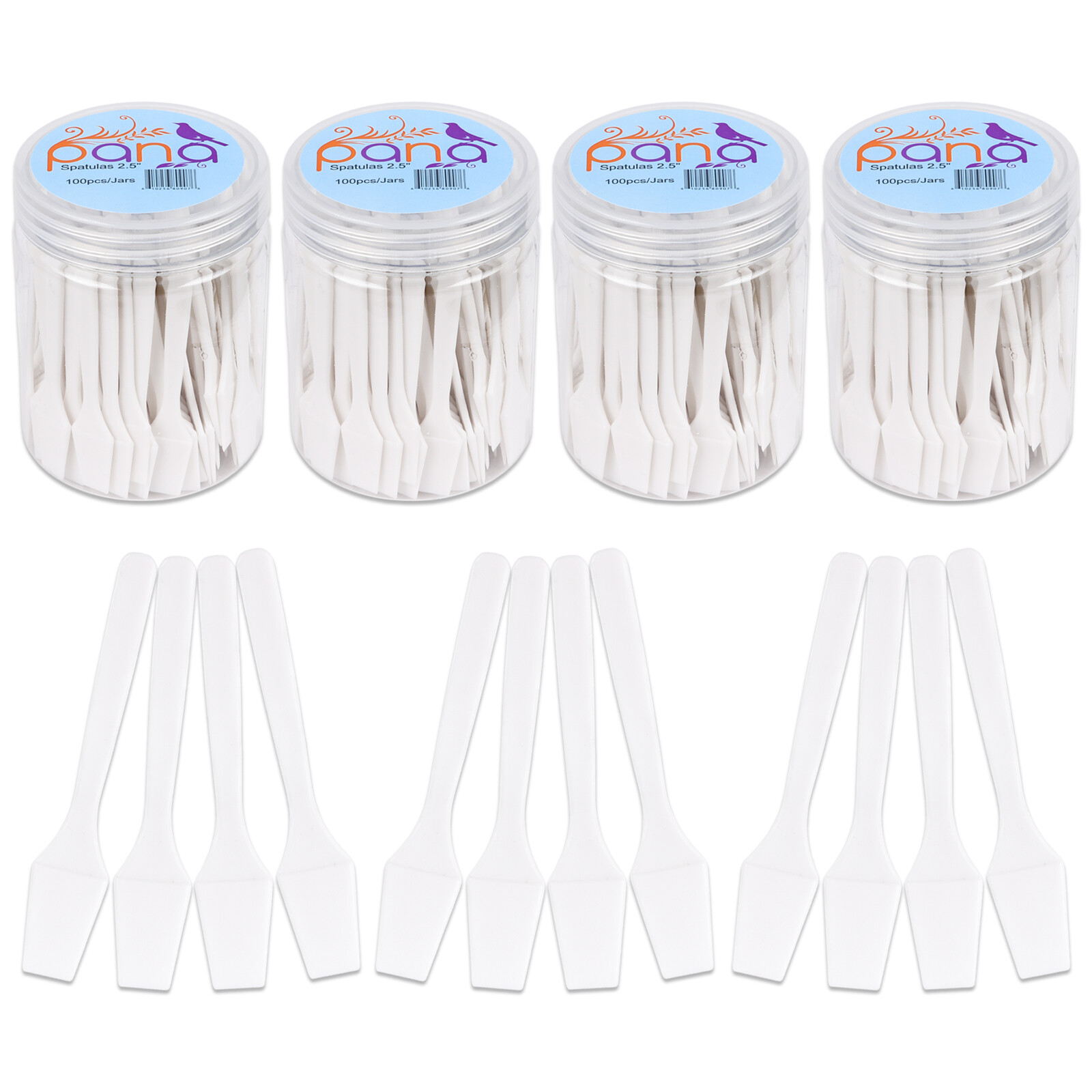 4 Can Pana 2.5" White Small Plastic Makeup Cosmetic Facial Mask Spatula Scoop