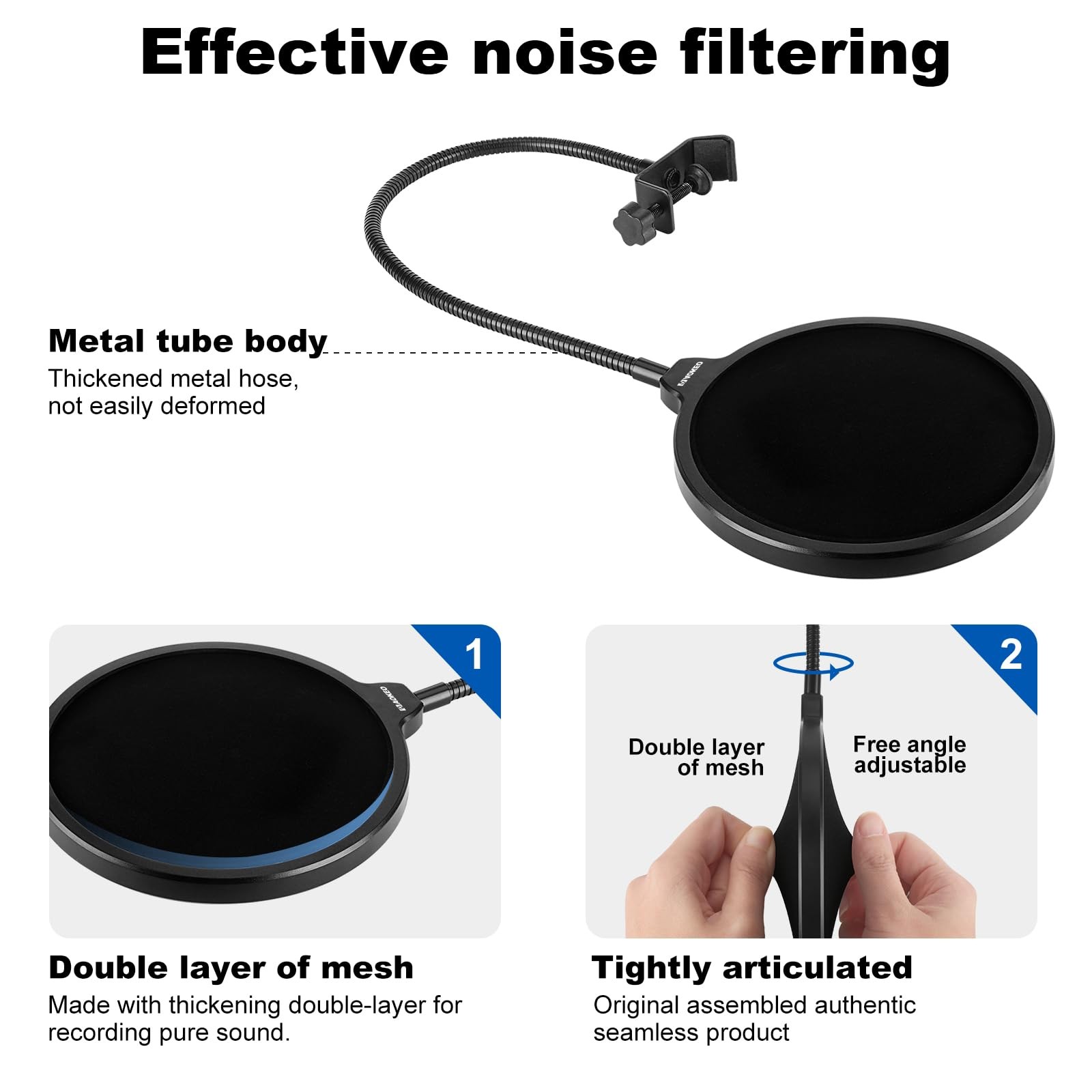 Aokeo Professional Microphone Pop Filter Mask Shield Filter,