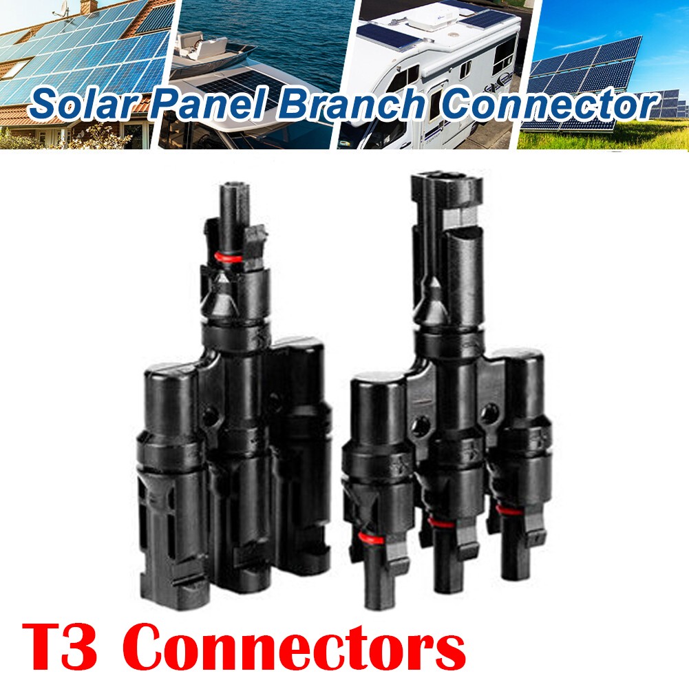 Solar Panel T Branch Cable Connection Adapter Coupler 3 Way Connector Waterproof