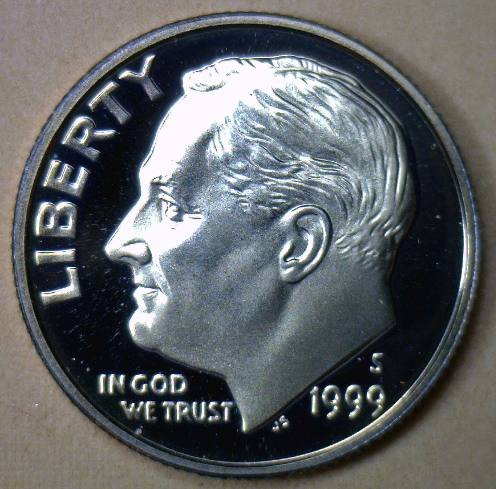 1999 S Proof Roosevelt Dime Ten-Cent Coin 10c