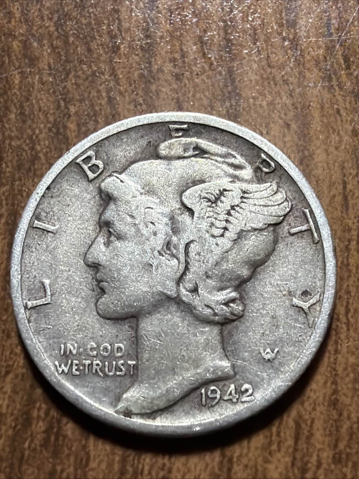 1942-D Mercury Dime - Actual Silver Coin  Shown Same Day Shipping