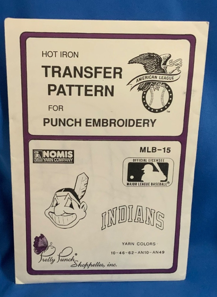 VTG CLEVELAND INDIANS MLB-15 Hot Iron Transfer Pattern Punch Embroidery Sealed