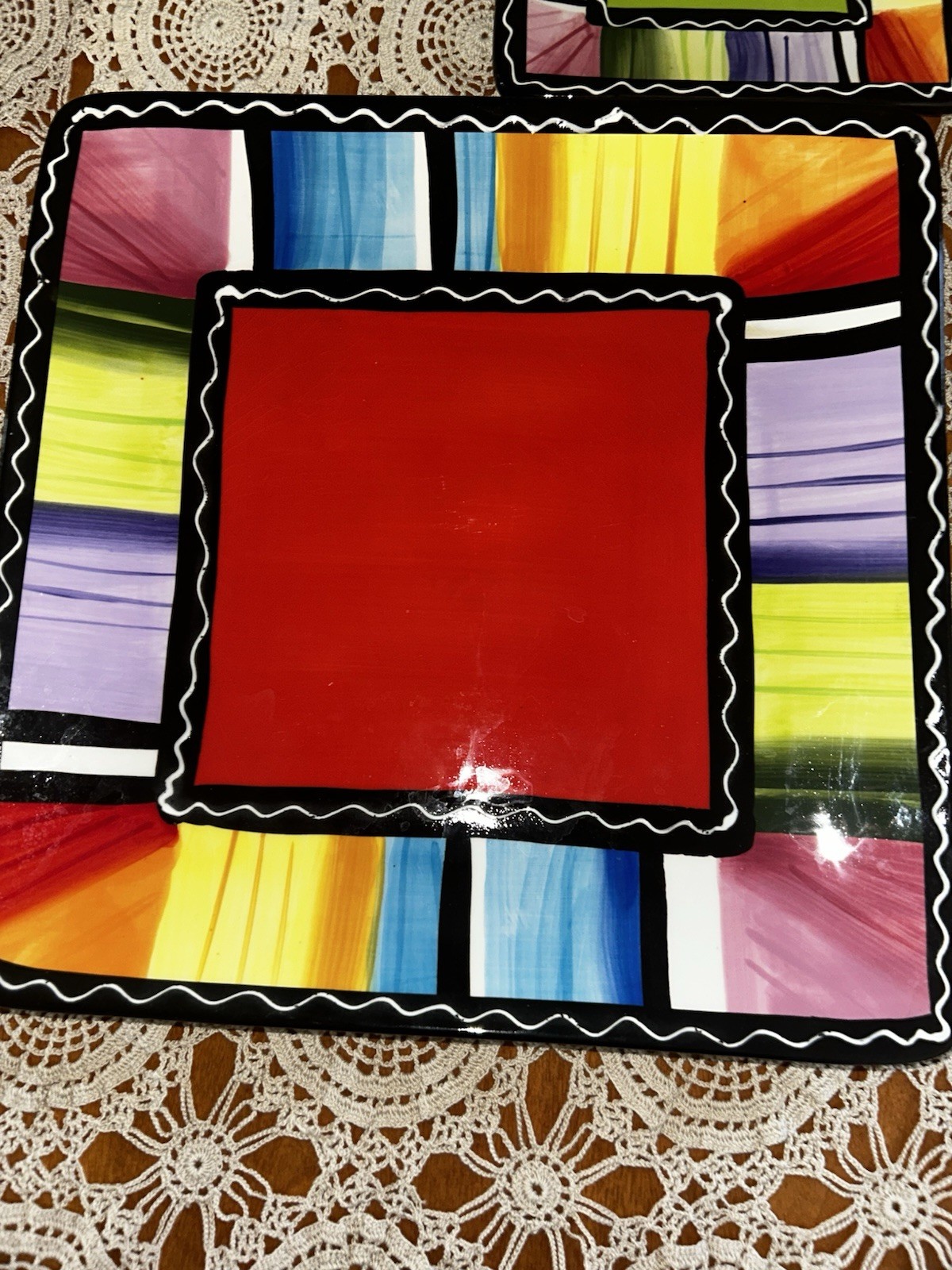 Certified International SERAPE Nancy Green Plate Set 4 Pc