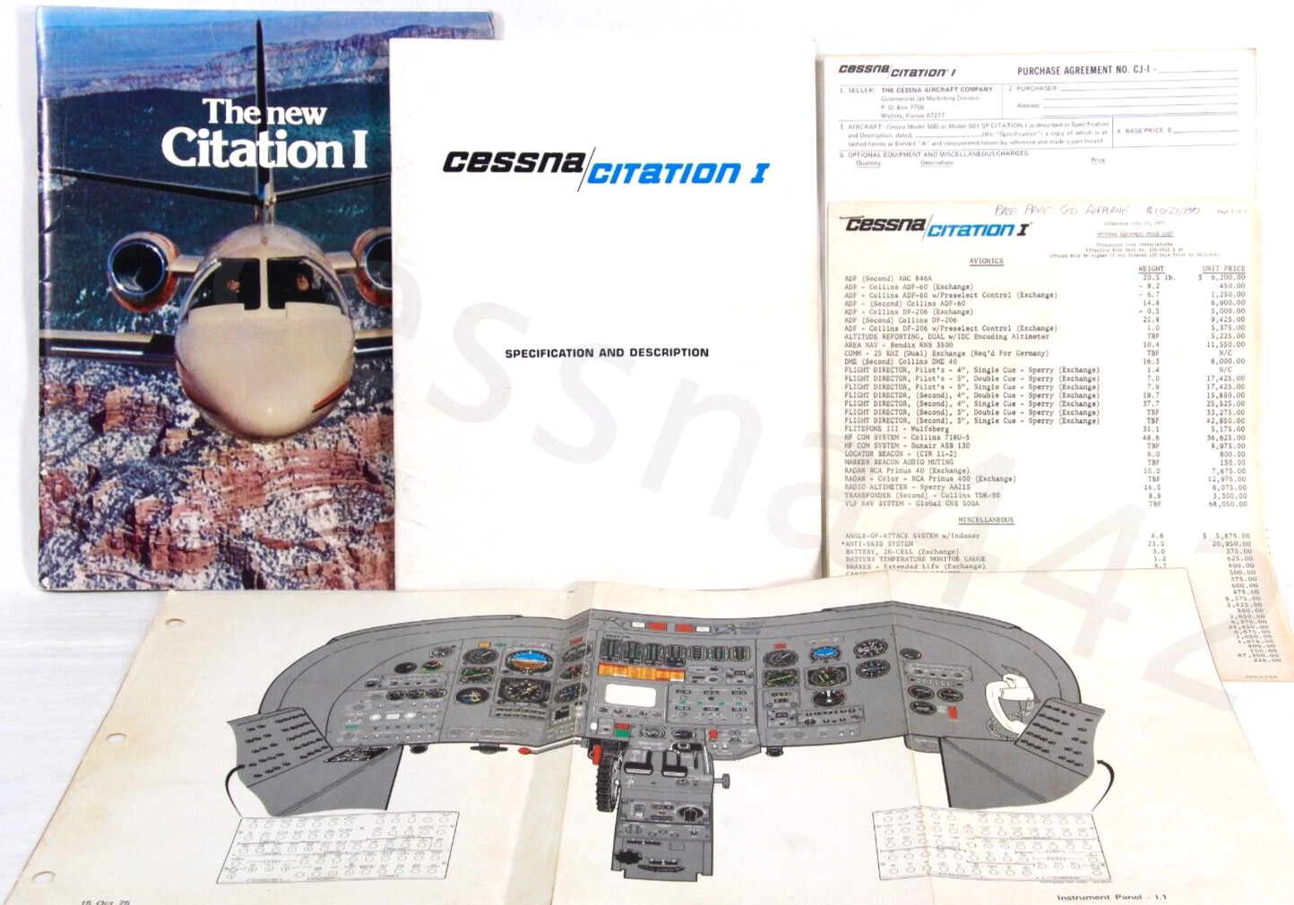 CESSNA Citation 1 1977 Factory Brochure Sales Brochure & Price List LOT Vintage