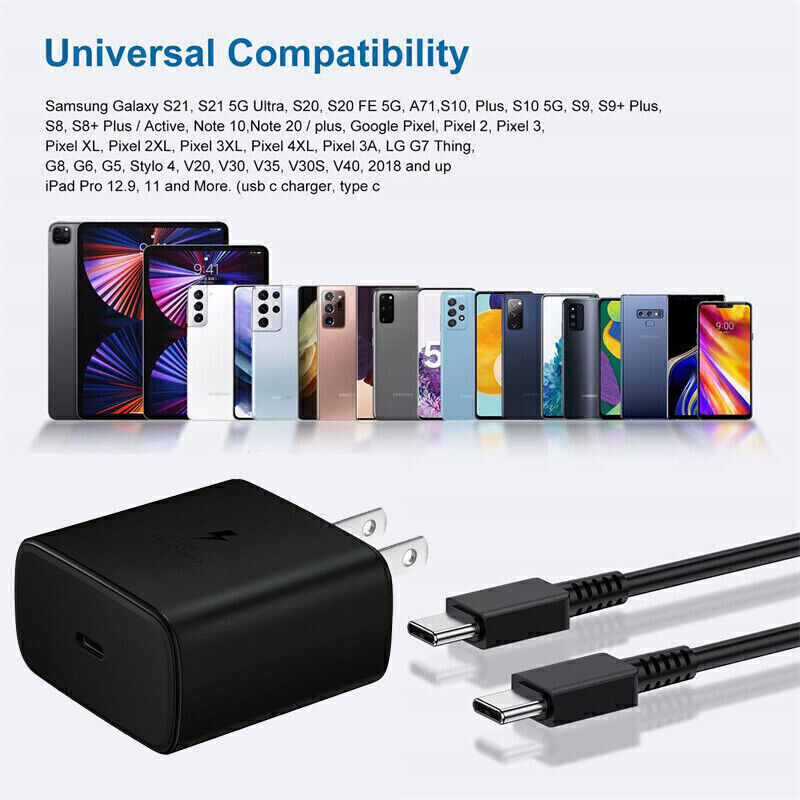 45W Super Fast Wall Charger 6FT Type USB-C Cable For Samsung Galaxy S22 S23 S24
