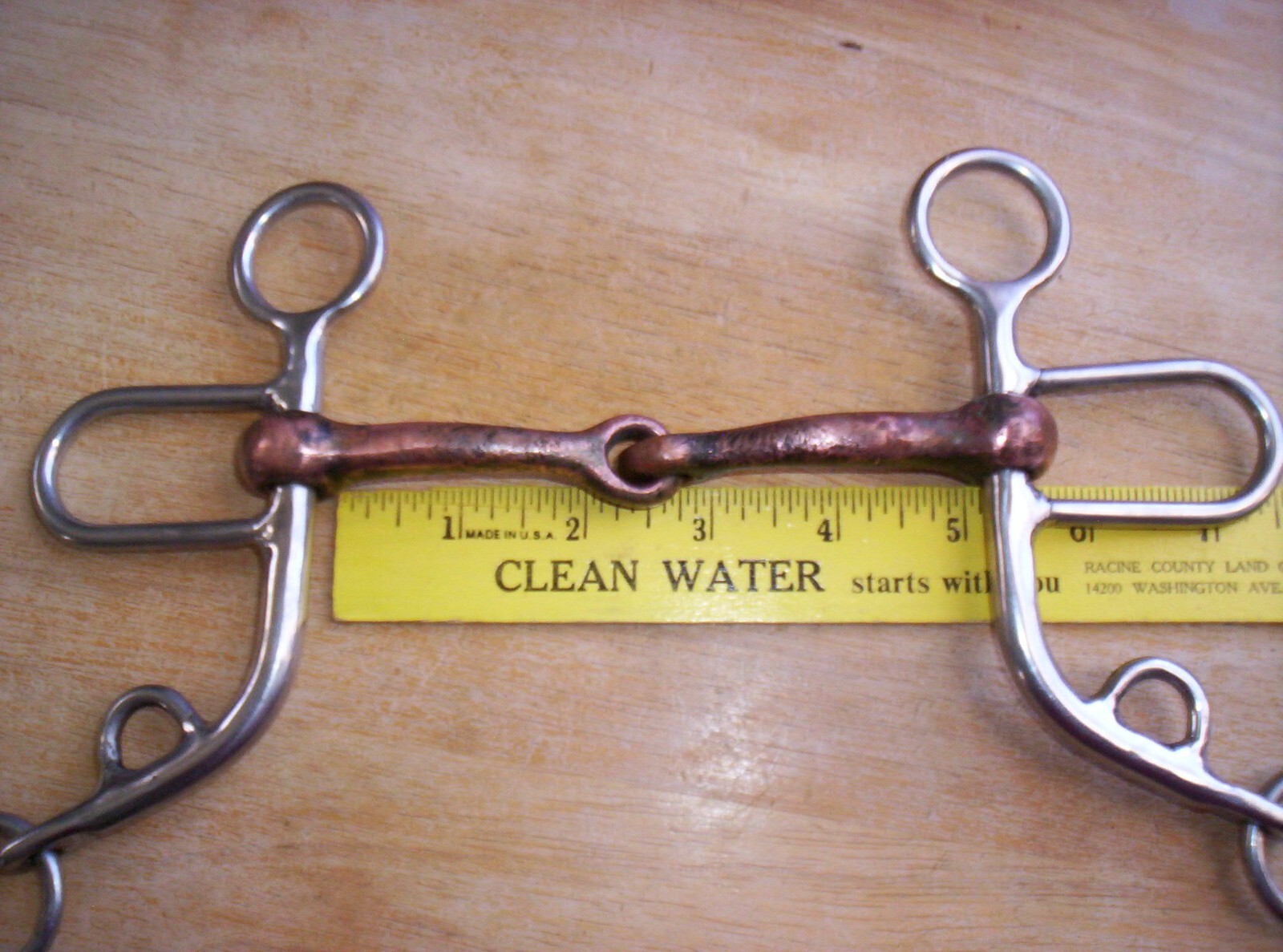 Used Stainless Argentine Snaffle Bit 5" Copper Mouth 6" Shanks
