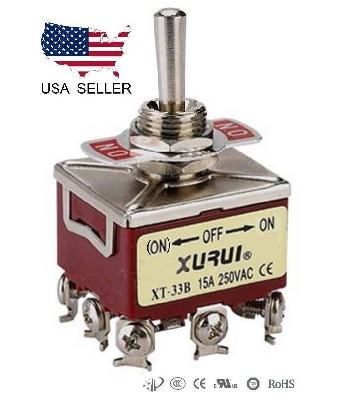 HEAVY DUTY DPDT  MOMENTARY~ OFF~ LATCHED - SCREW TERMINAL TOGGLE SWITCH (33BF-1)