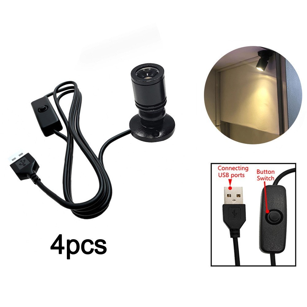 Dimmable USB 5V LED Spotlight Set 4 Pieces Aluminum Housing for Retail Showcase