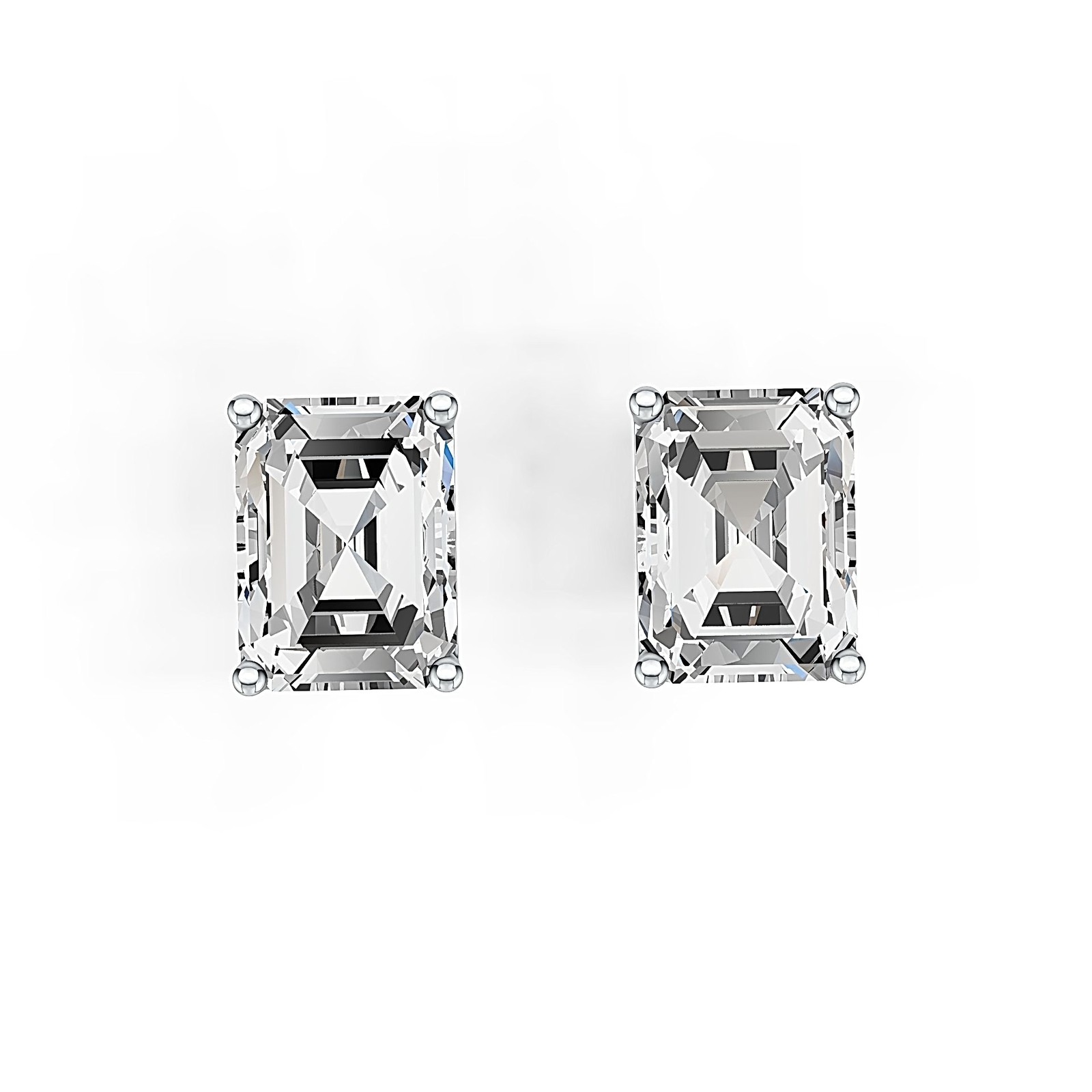 Sterling Silver Semi Mount Earrings Setting Emerald OCT 8X6mm