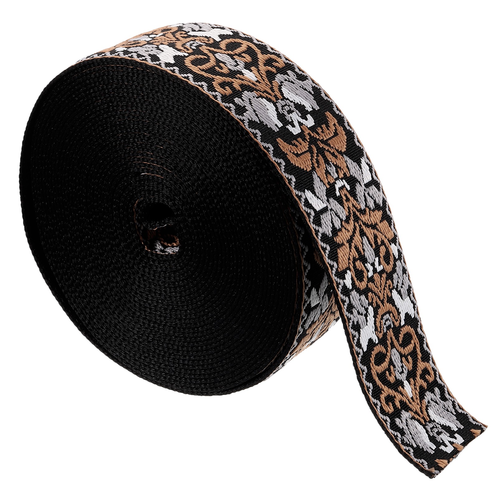 10Yards Cotton Webbing Strap, 50mm Flower Purse Bag Straps, Black-Brown