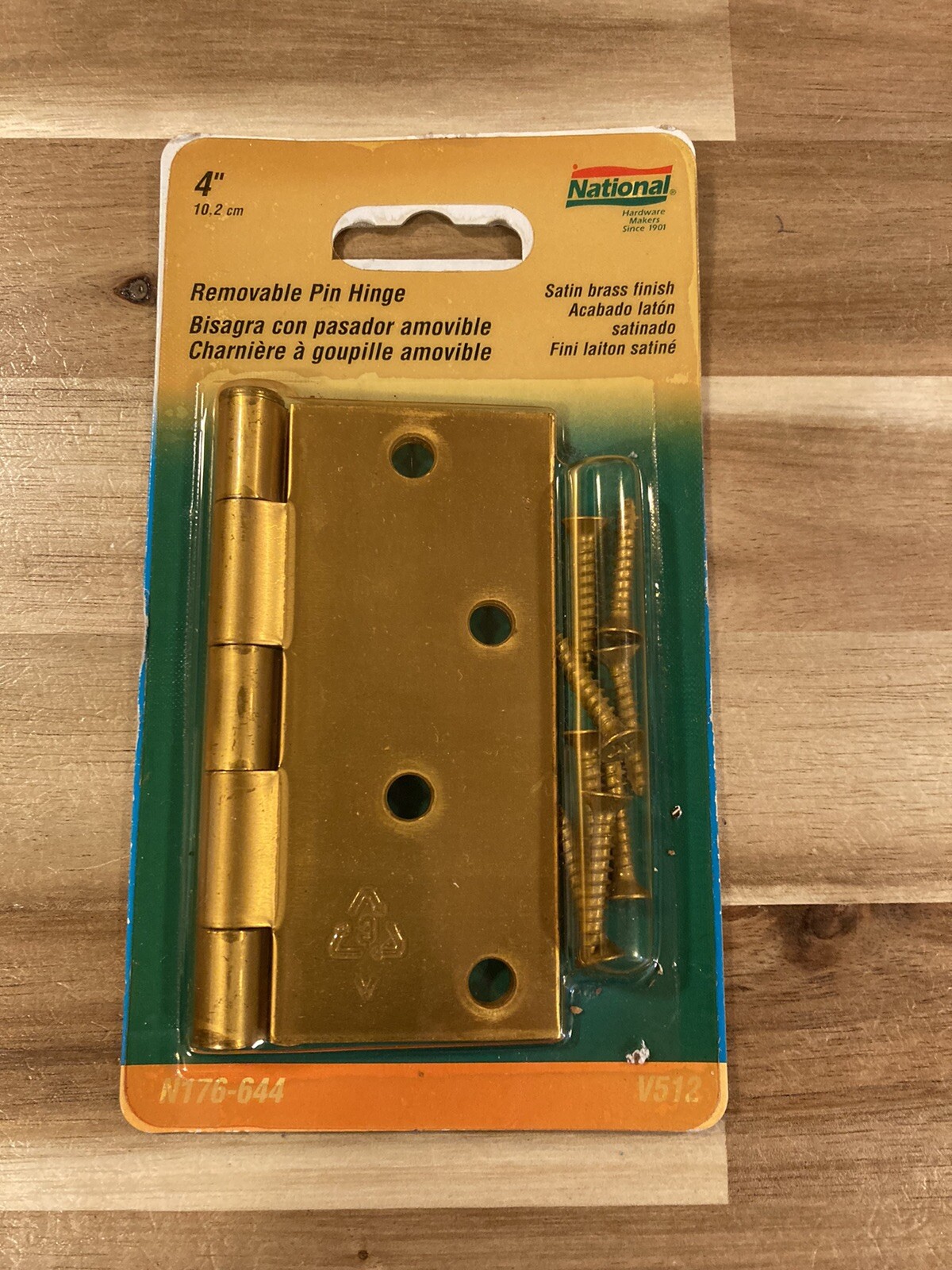 Door Hinge 4 inch NATIONAL 176-644 Satin Brass Hardware (1pk) V512 New E46
