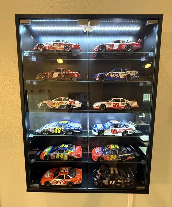 LED Lighted Display Case 6 Shelf Wall Cabinet for Diecast Cars Model Minifigures