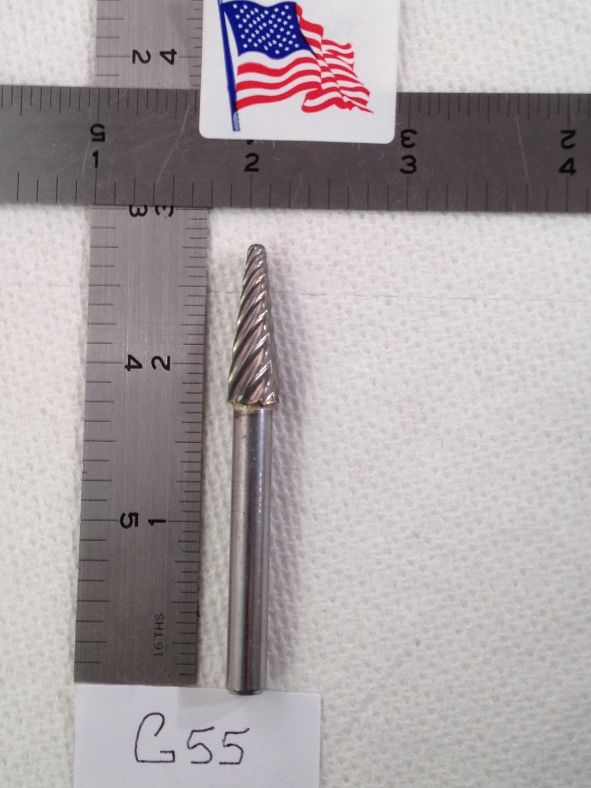 1 NEW FALCON / SGS 1/4" SHANK CARBIDE BURR SL-2 INOX CUT. CONE SHAPE (G55)