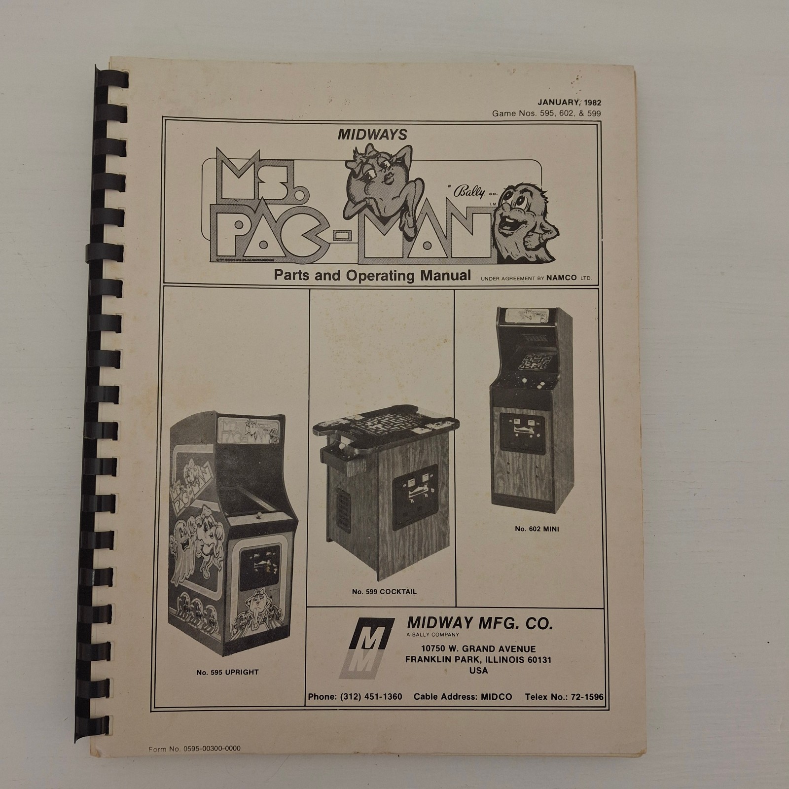 Ms. Pac-Man Pacman 1982 Arcade Operating Manual Midway Game Machine Schematics