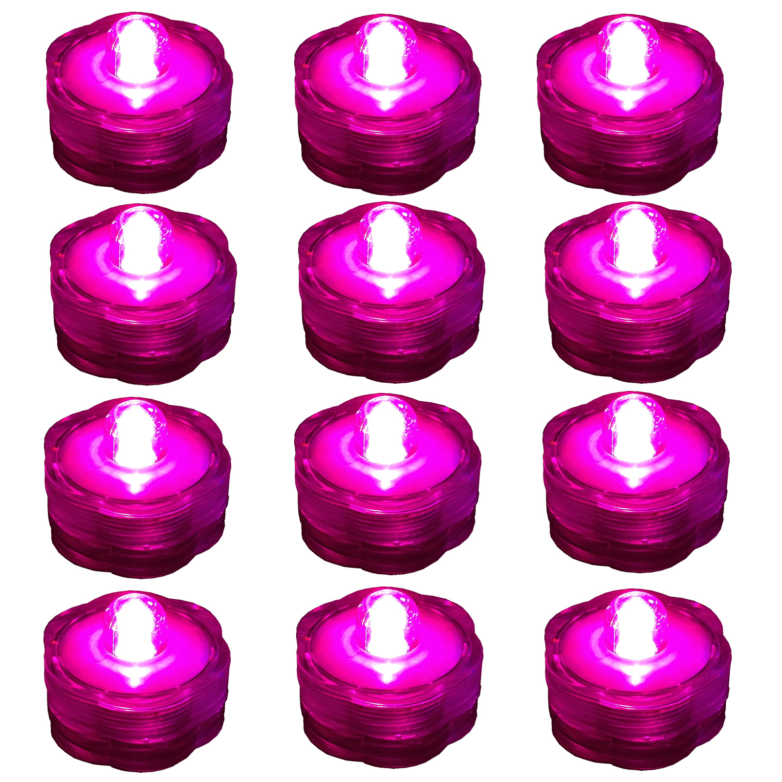 12 PINK Led SUBMERSIBLE Waterproof Floral Decor Wedding centerpiece Tea Light