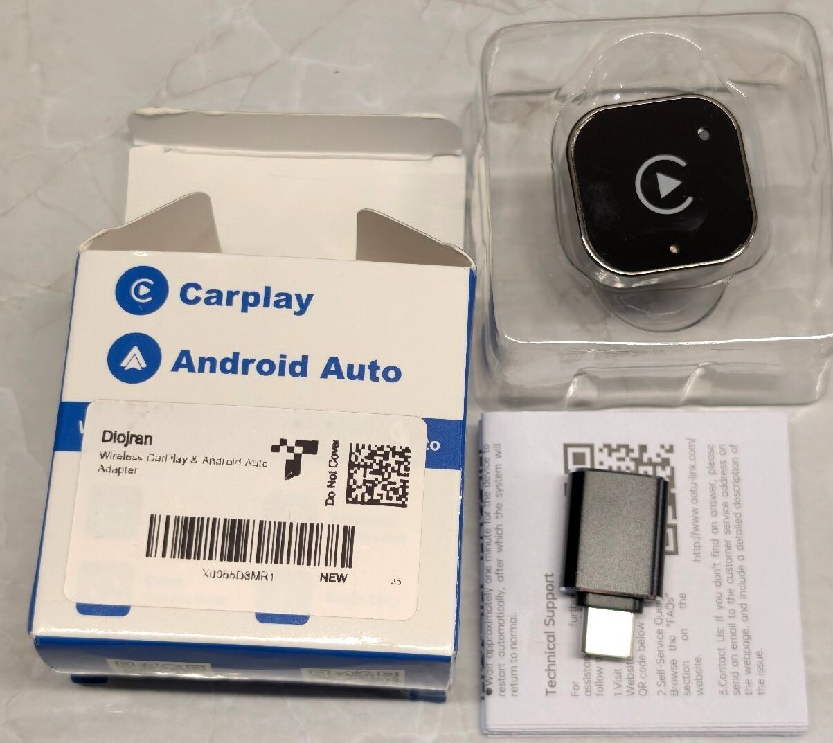 New Wireless CarPlay Android Auto Adapter USB C Bluetooth Car Smart Dongle A10