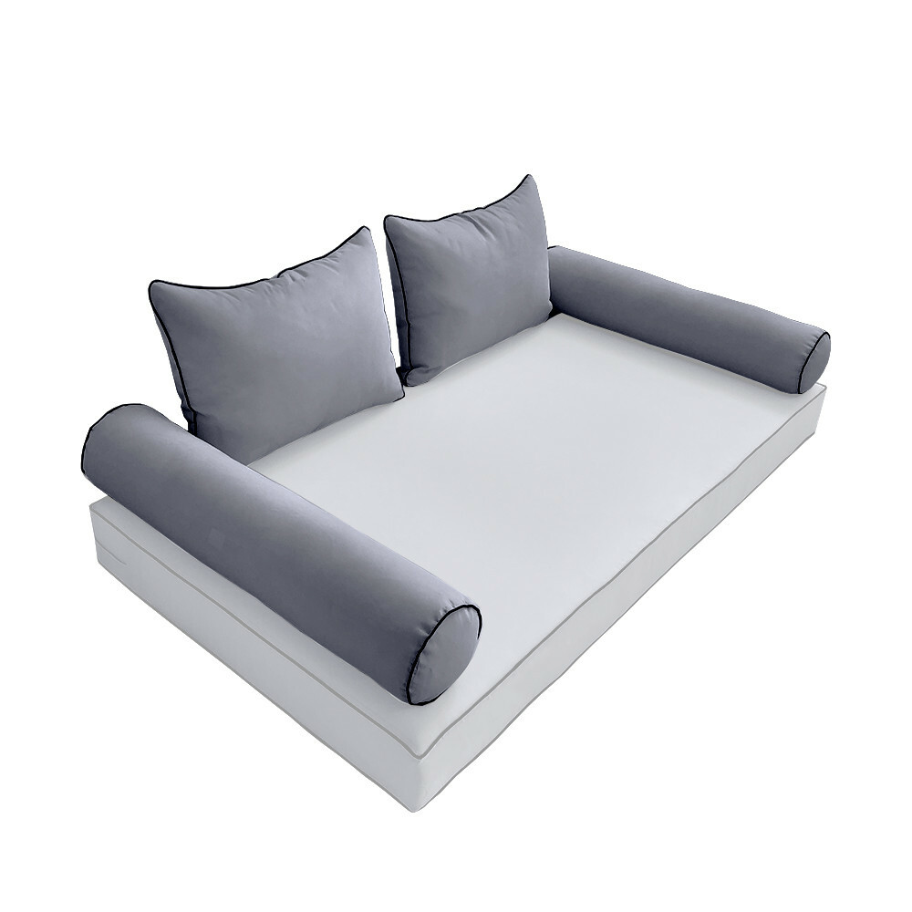 |SLIPCOVER ONLY| S4 Outdoor Bolster Backrest Pillow Cover Contrast Trim AD001