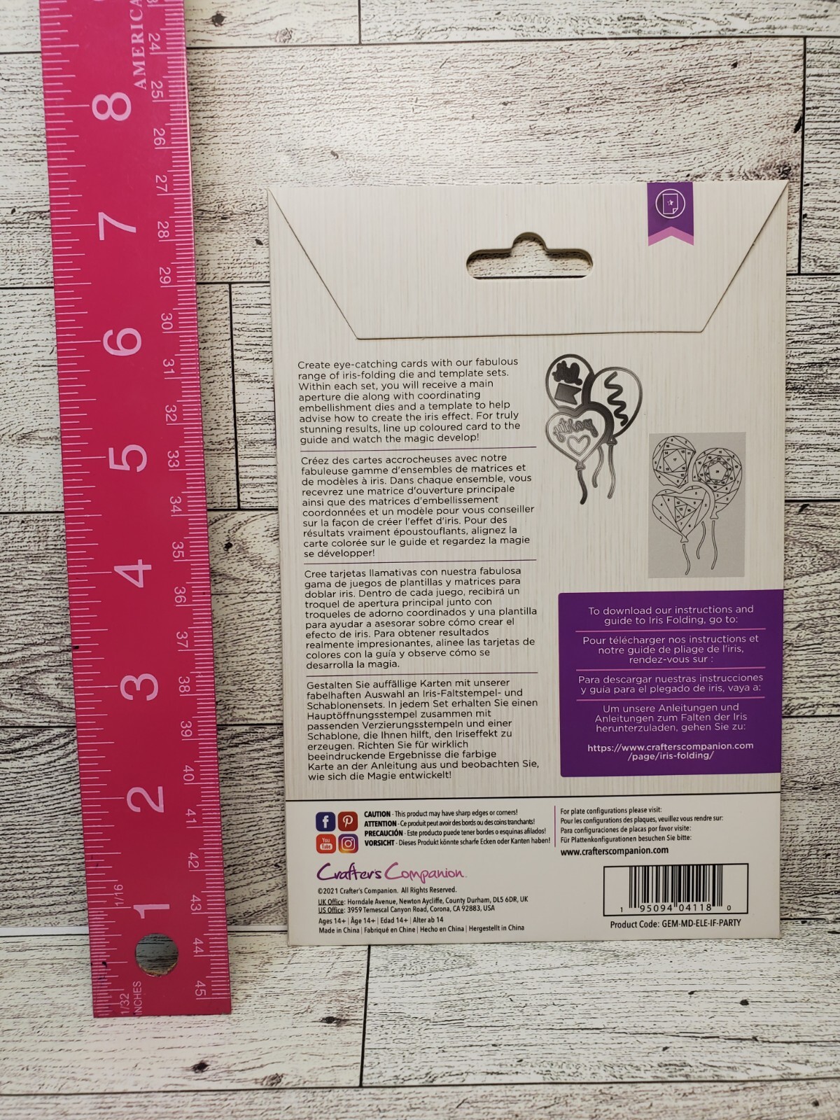 CC1 Crafters Companion Elements Party Time Balloons Iris Folding Die