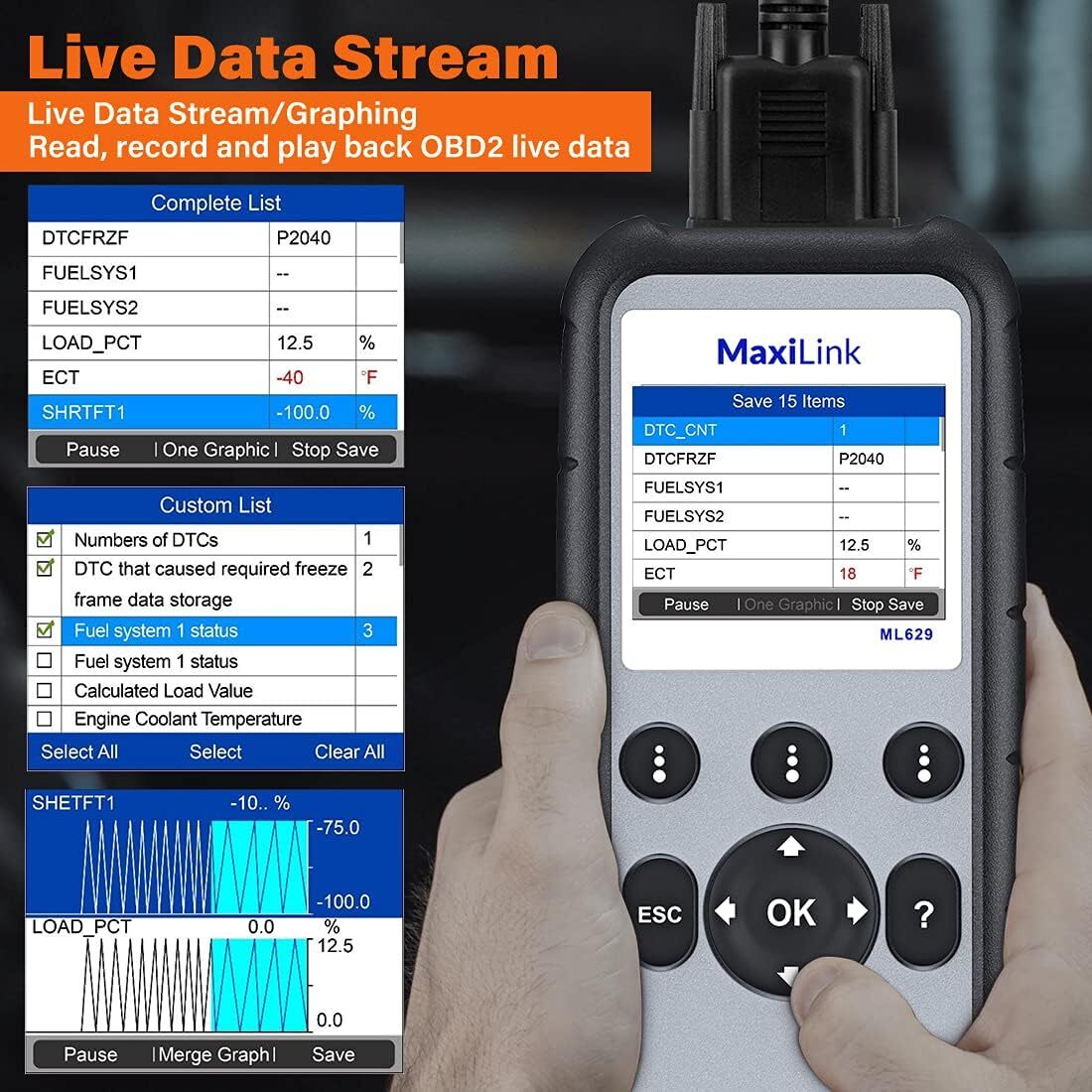2026 Autel ML629 OBD2 Scanner ABS SRS Engine Transmission Auto VIN Code Reader