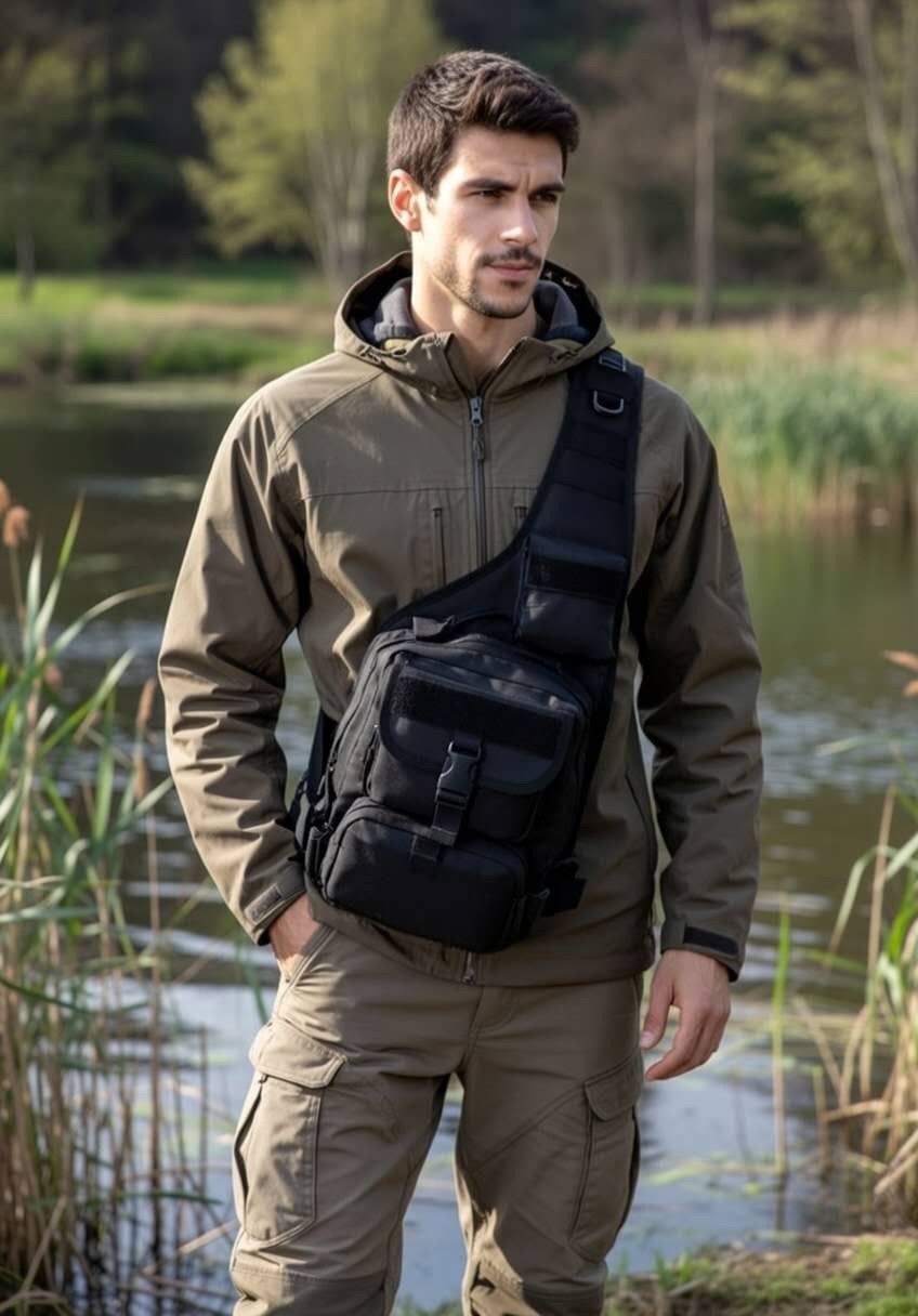 Protector Plus Tactical Sling Bag – Black Multi-Function Chest Pack