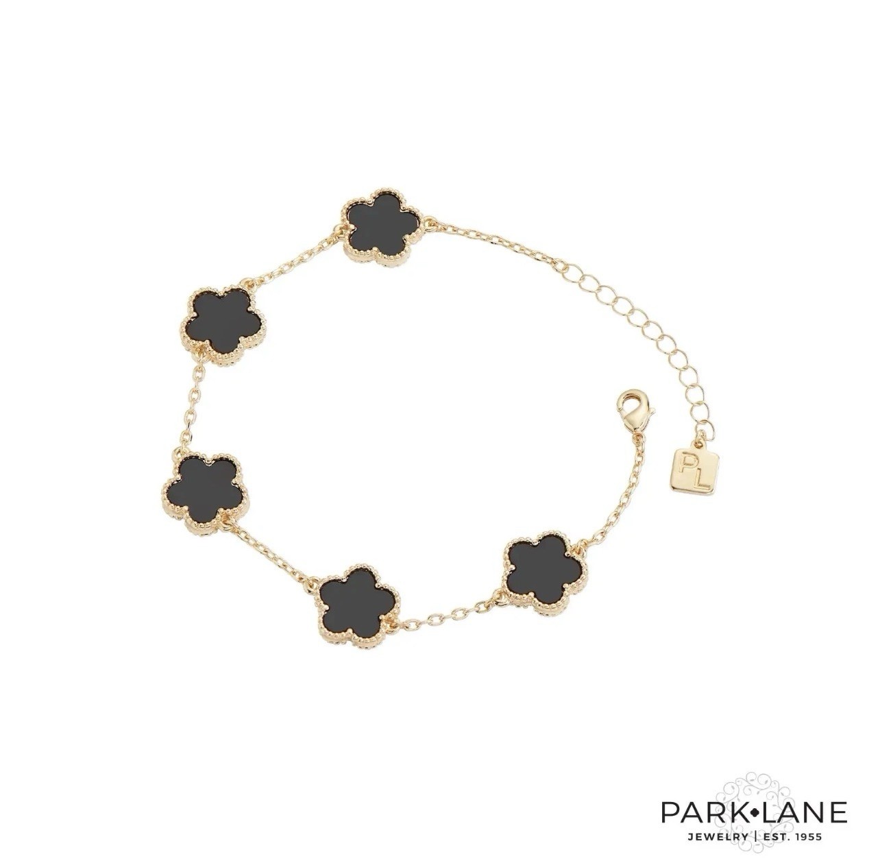Park Lane Ivy Bracelet Black and Gold Enamel Designer Inspired Retail $82 BNWT