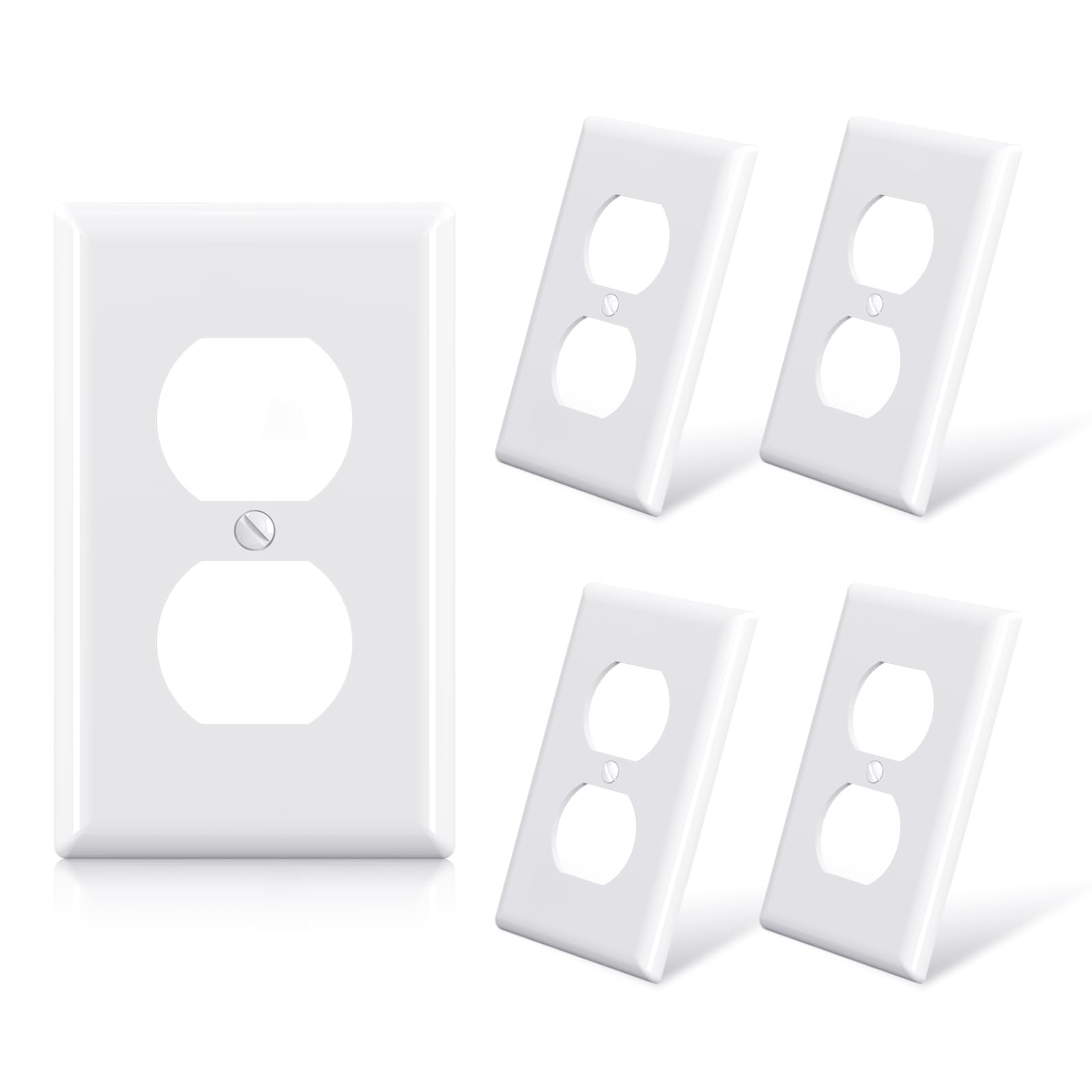 ELEGRP Duplex Receptacle Outlet Covers, 5 Pack - Glossy White