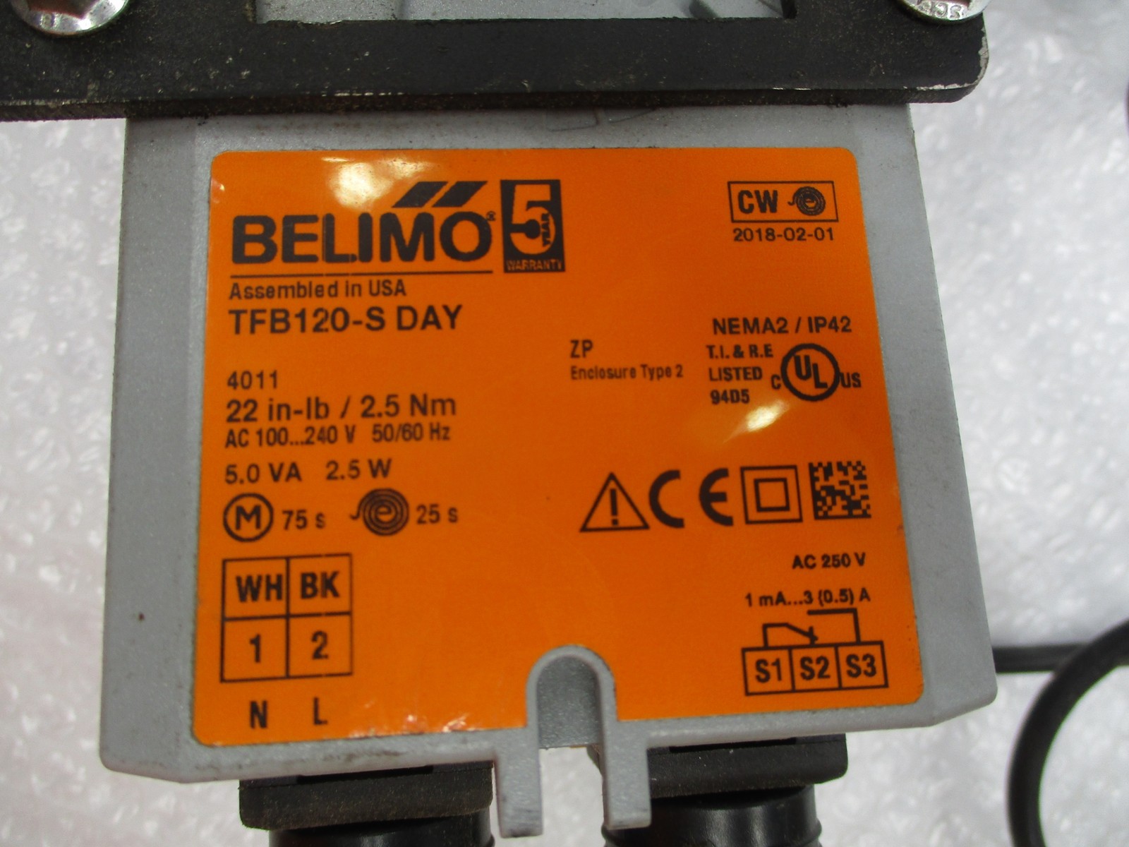 BELIMO TFB120-S DAY ACTUATOR UNMP