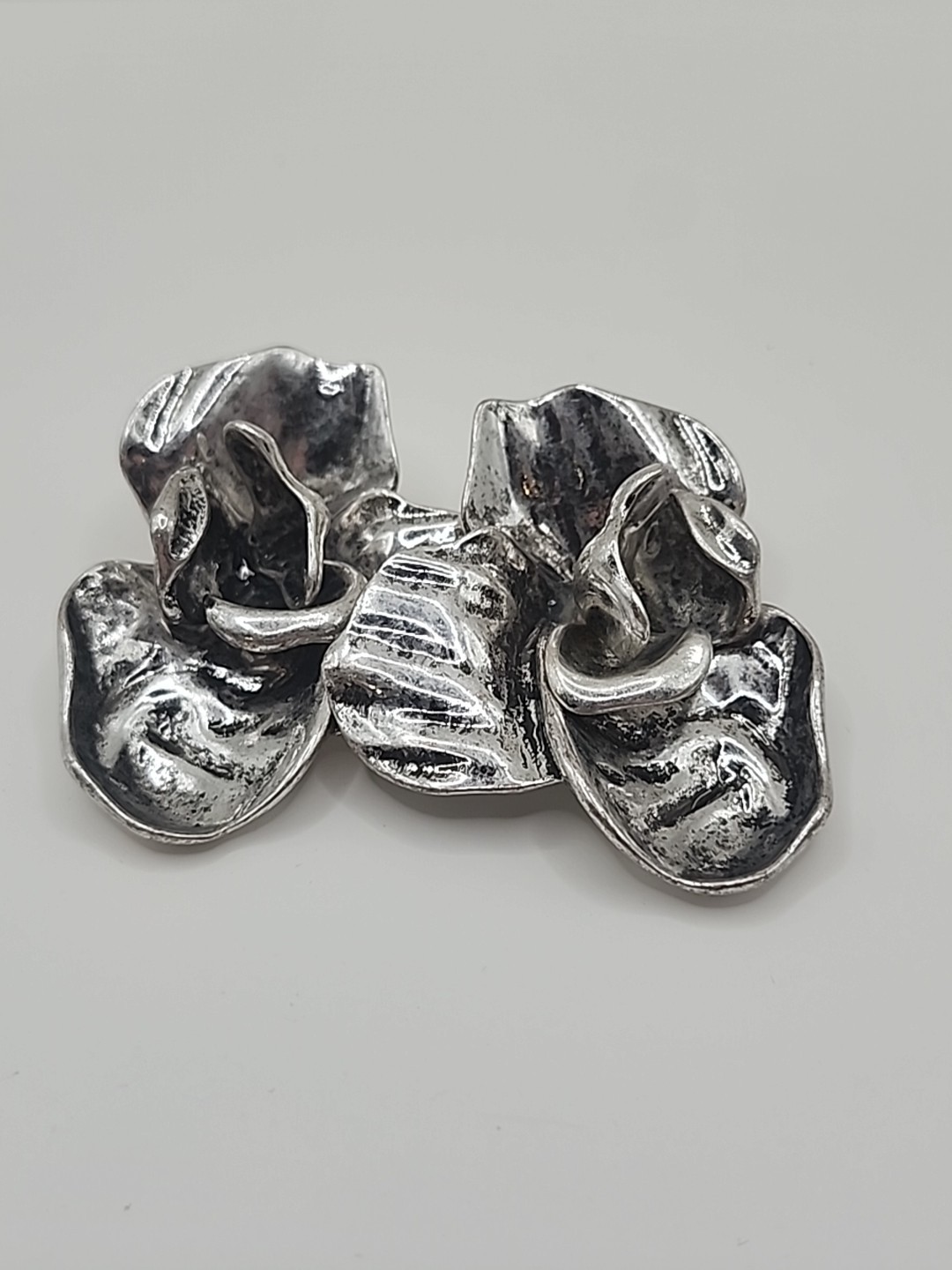 Huge Silverstone Metal Flower Earrings