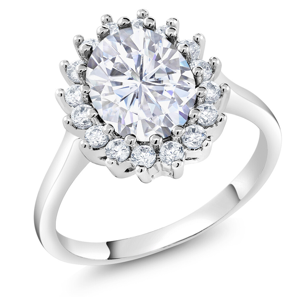 Halo Engagement Rings For Women Cubic Zirconia Wedding Bands Promise Rings 3 Ct
