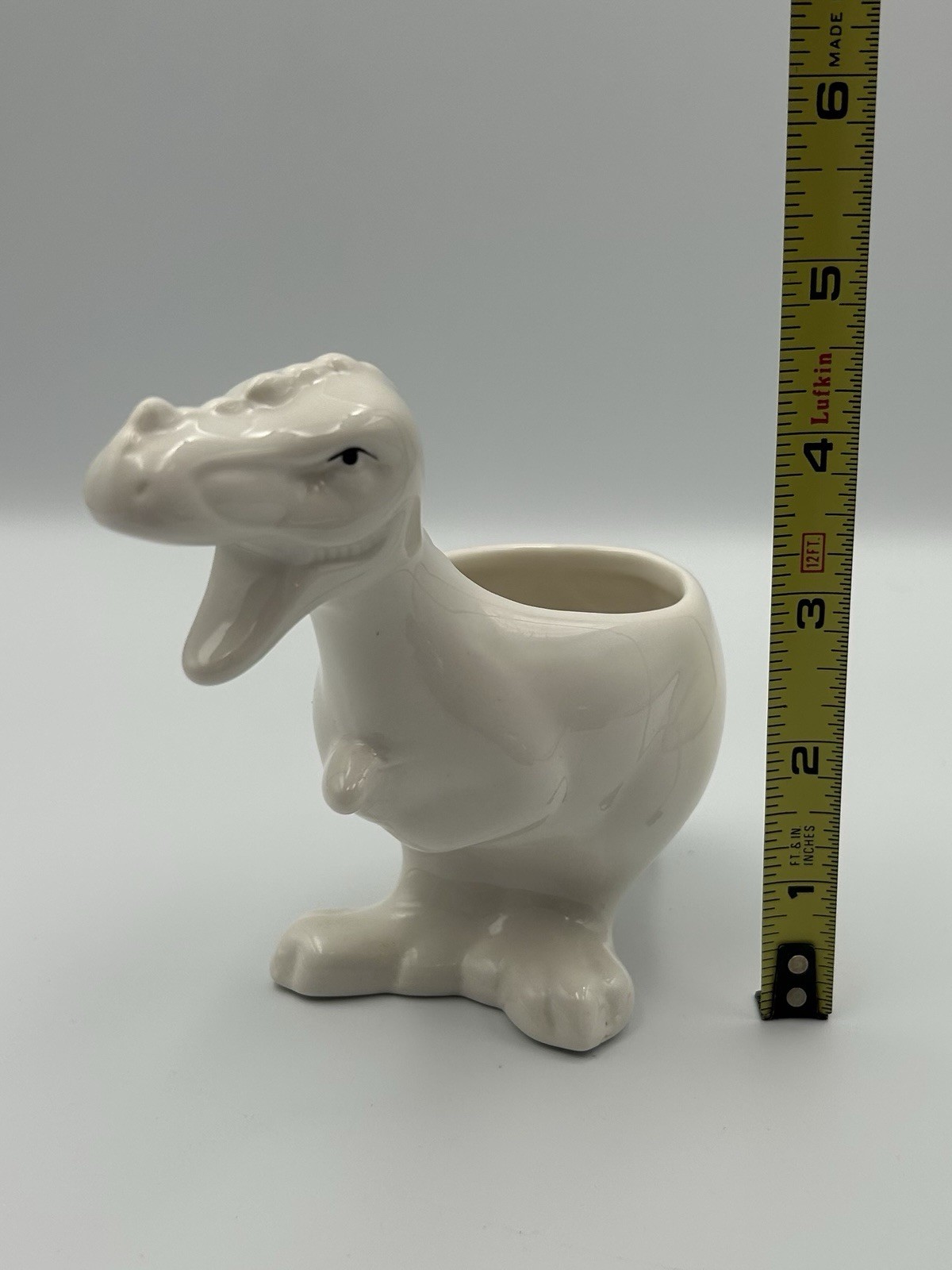 Small Dinosaur T-Rex Succulent Planter White Ceramic