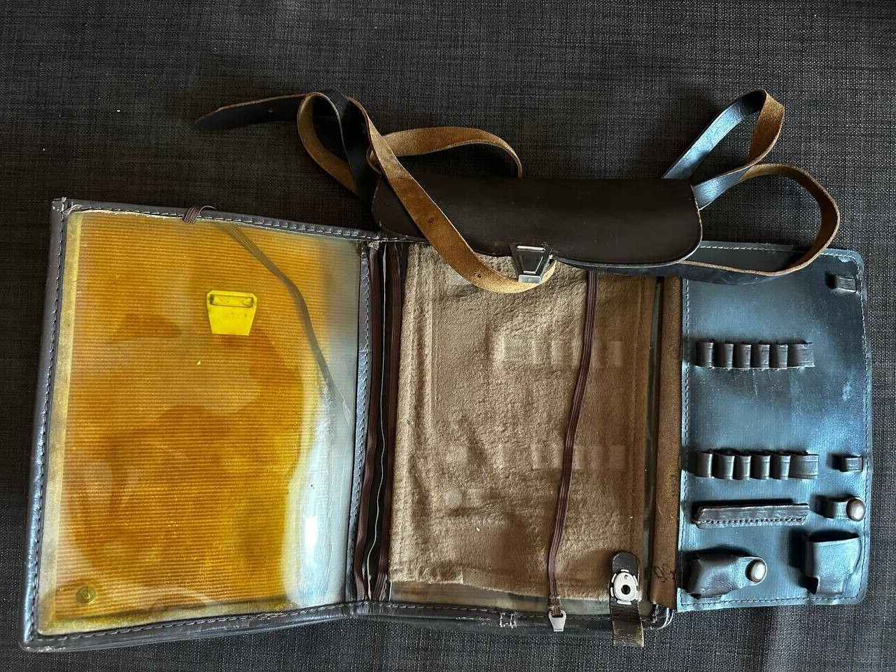 Soviet Red Army USSR Military Officer Leather Planshet Bag Case Tablet 1977