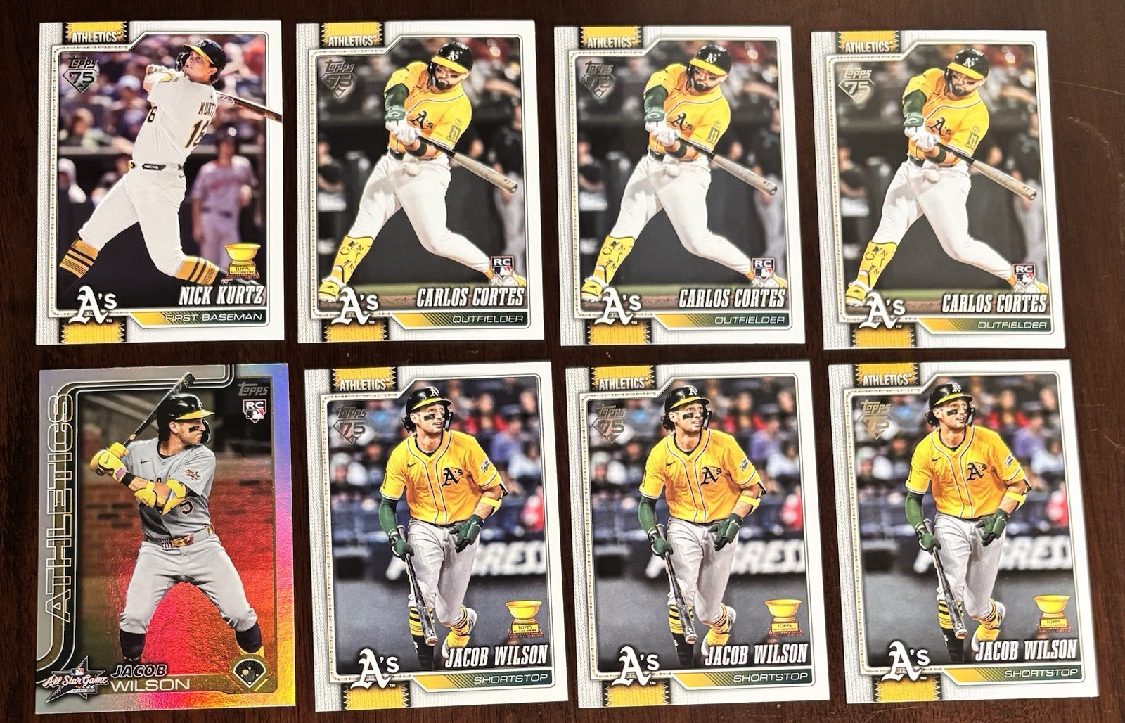 Athletics 8 Card Lot, Wilson RC, Cortez RC, Kurtz Future Stars