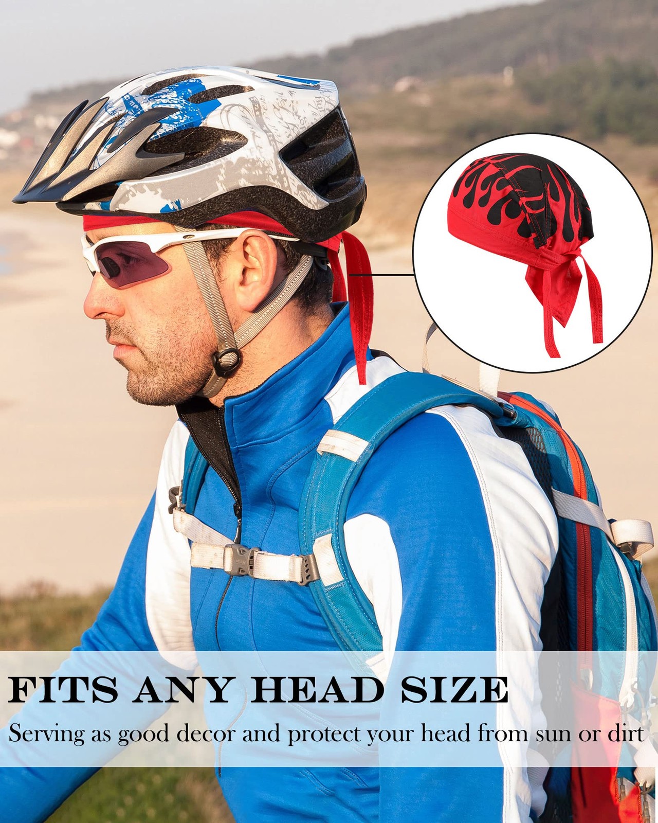 Foaincore 8 Pack Do Rag Skull Caps for Men Sweat One Size, Multicoloured