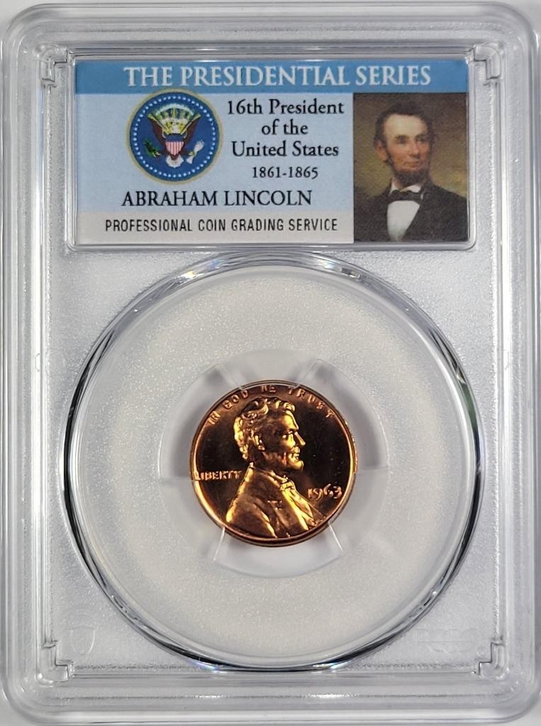 1963 Lincoln Cent - PCGS PR67RD - The Presidential Series