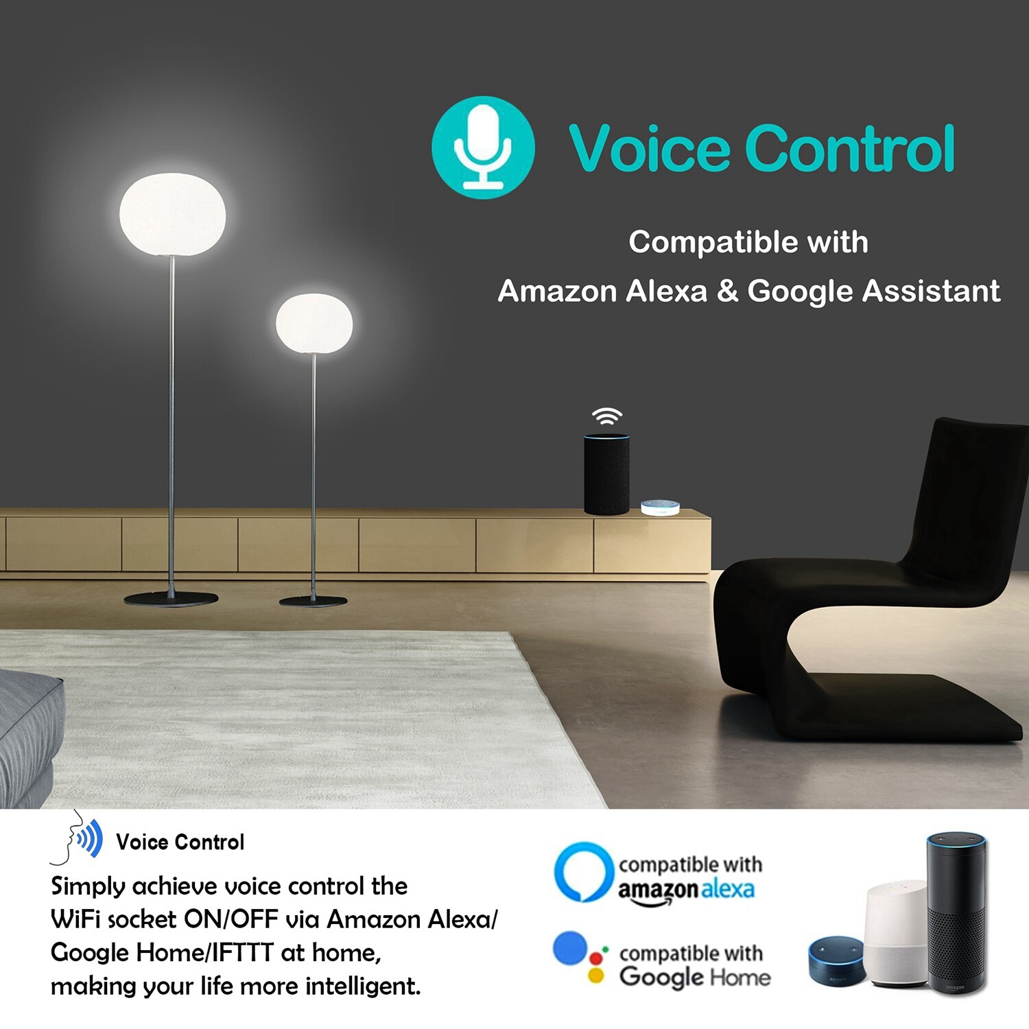 Smart Socket Wifi Plug Outlet Timer Switch Socket Work With Alexa Google Home