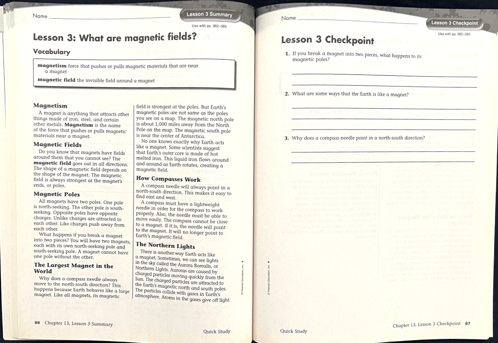 4th Grade - SCIENCE - QUICK STUDY - Intervention Study Guide (2006, Foresman)