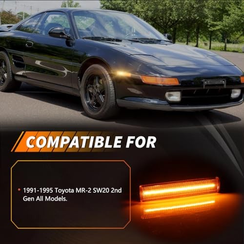 Front Side Marker Light Compatible with Toyo-ta MR-2 Amber Lens + Amber Light