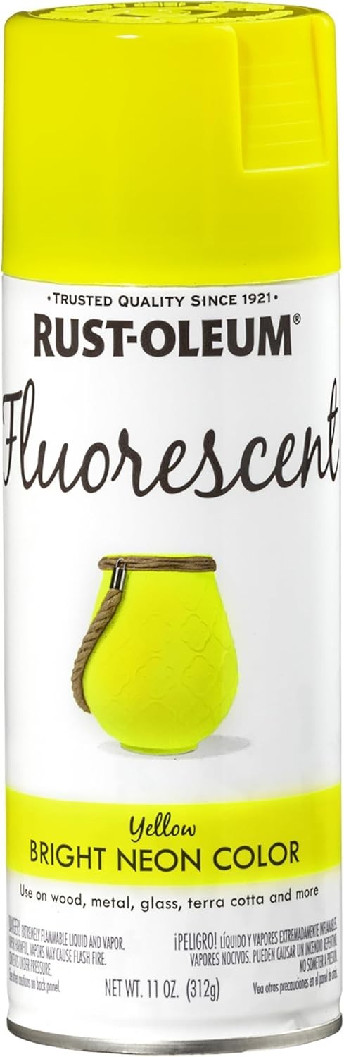 Rust-Oleum FLUORESCENT YELLOW SPRAY PAINT Bright Neon Color HIGH VISIBILITY FINI