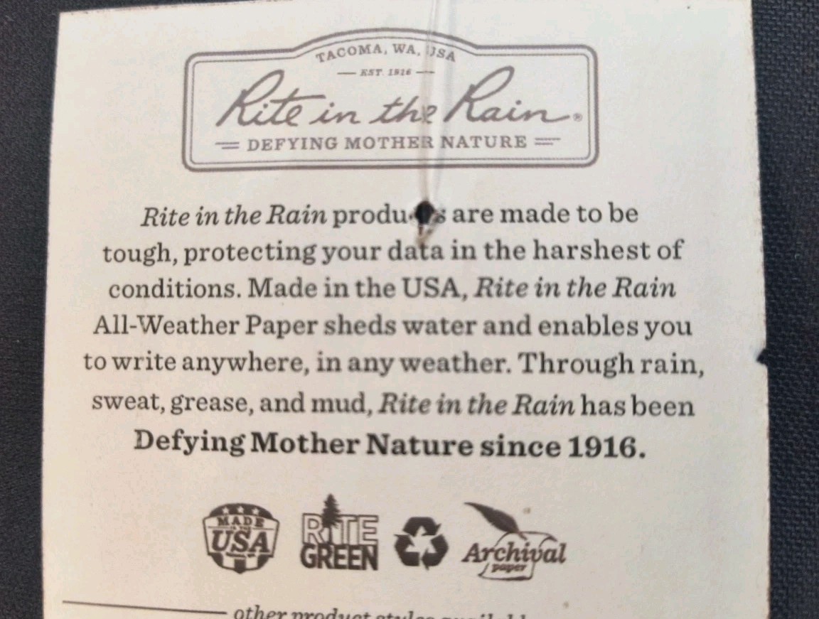 Rite in the Rain Binder Cover C9200A ACU Black Zipper 6x8x.5" New