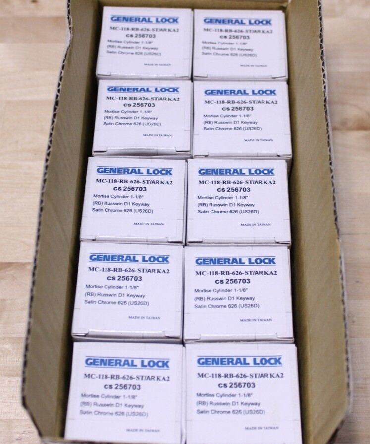 General Lock MC-118-RB-626-ST/ARKA2 Mortise Cylinder 1-1/8" (Box of 10)=(5 Sets)