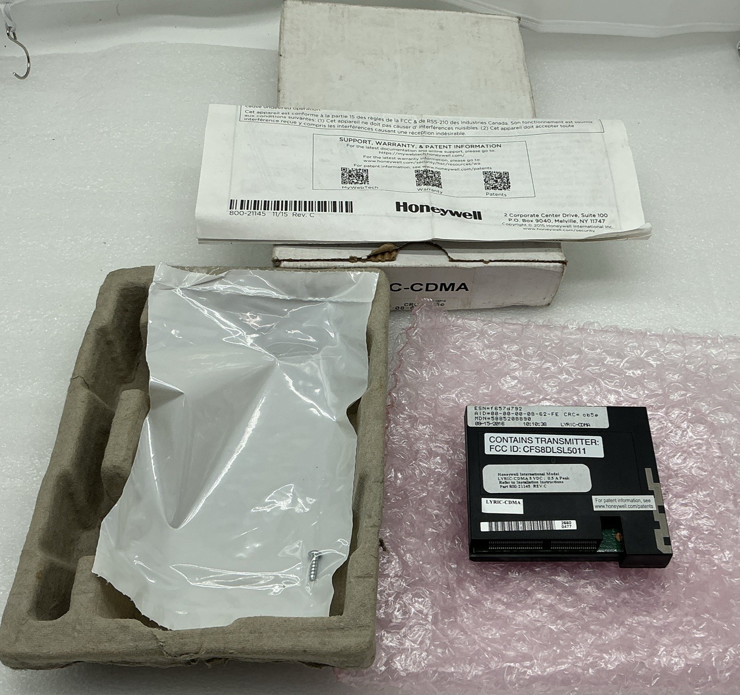 Honeywell lyric cellular communicator Module-part#800-21145 Rev.C-UNTESTED