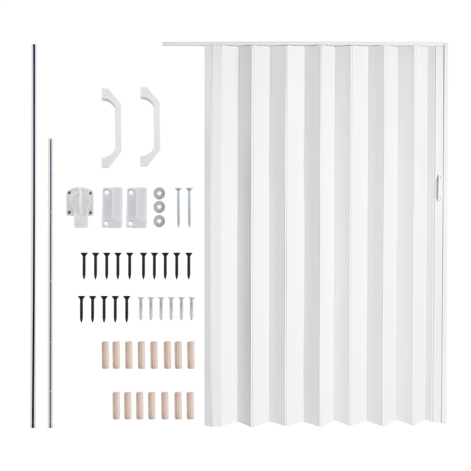 60X80in White PVC Accordion Door Interior, with Simple installation and Hardware