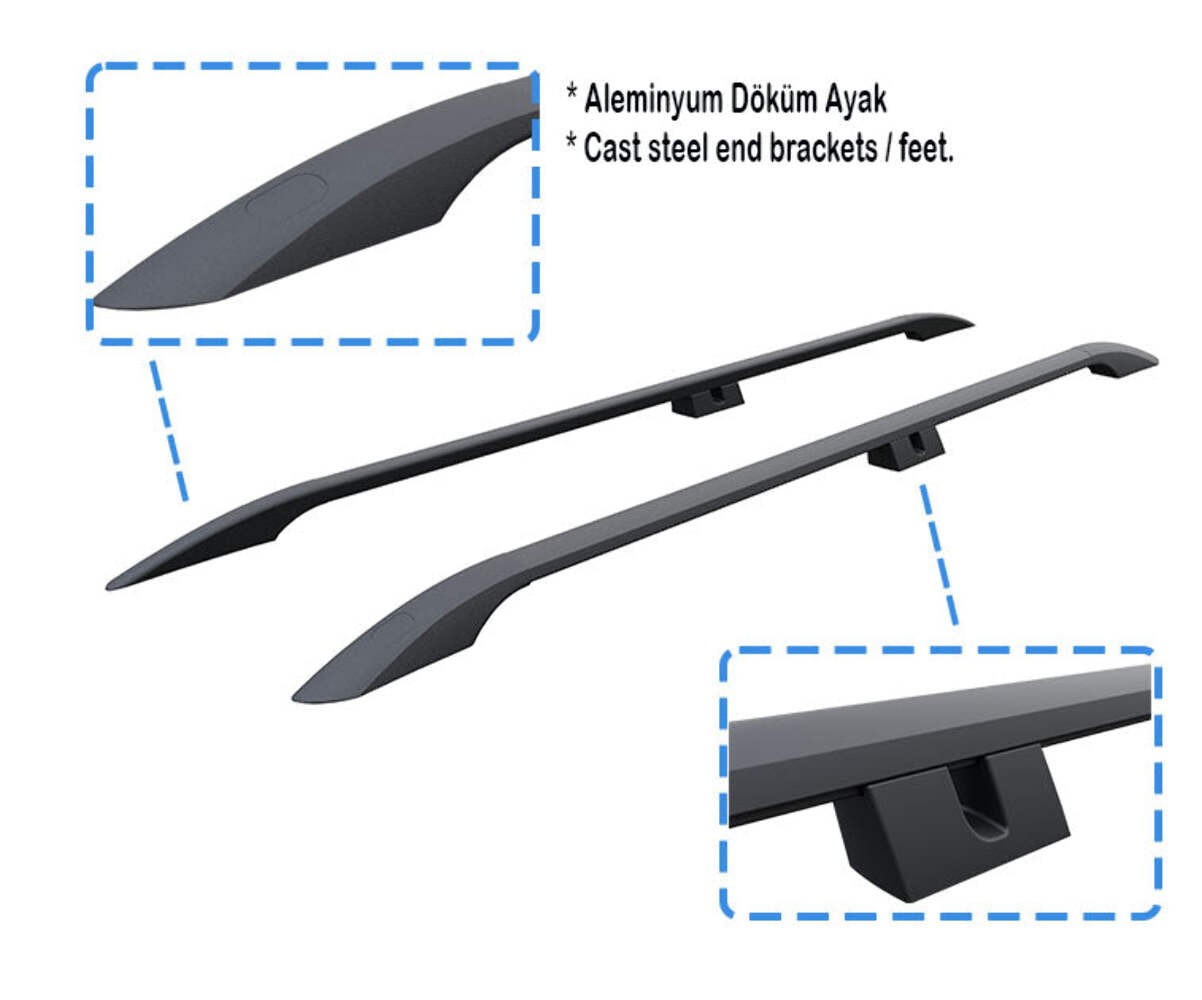 For Peugeot Expert Mk3 SWB L1 2016-2025 Aluminium Roof Rails Black
