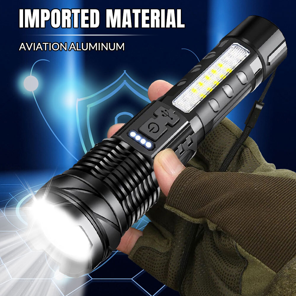 99000000 Lumens Super Bright LED Flashlight Tactical Rechargeable LED Work Light
