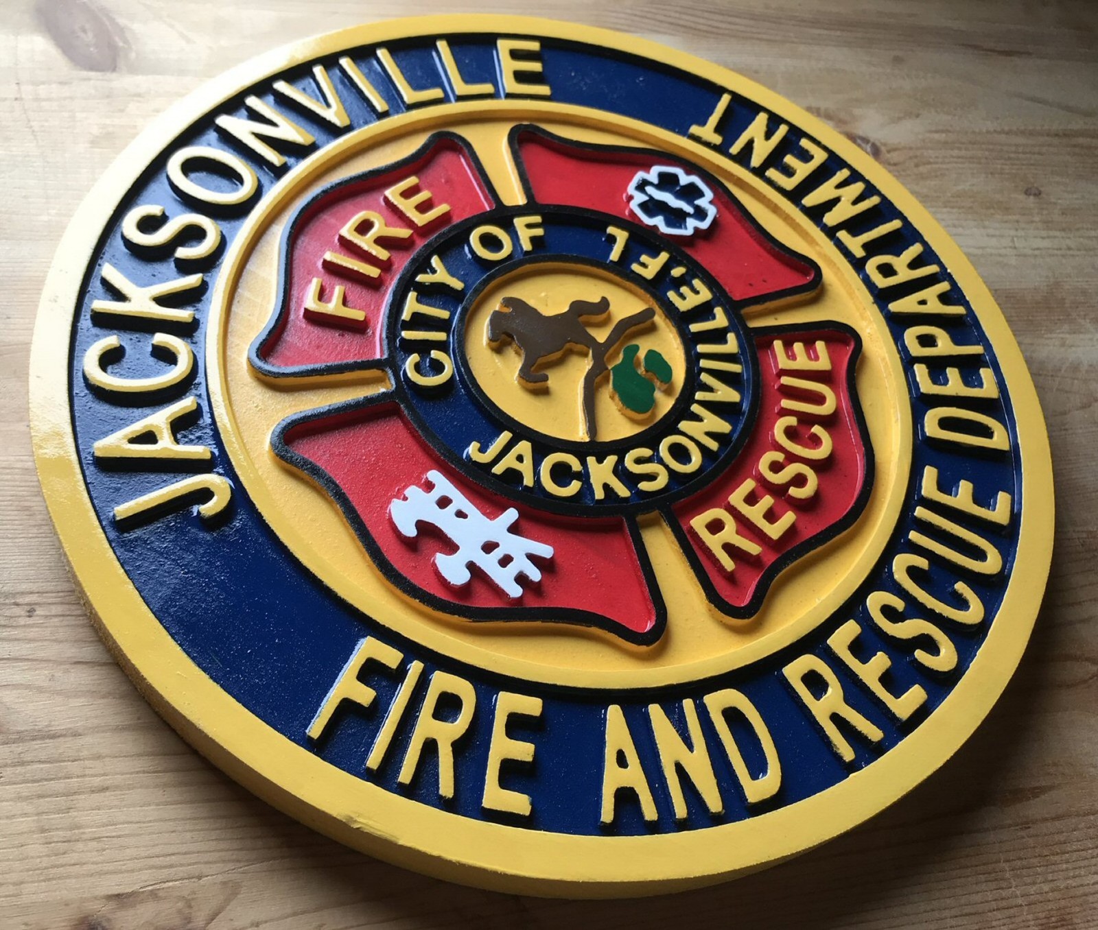 Fire Department Jacksonville routed wood patch plaque sign Custom