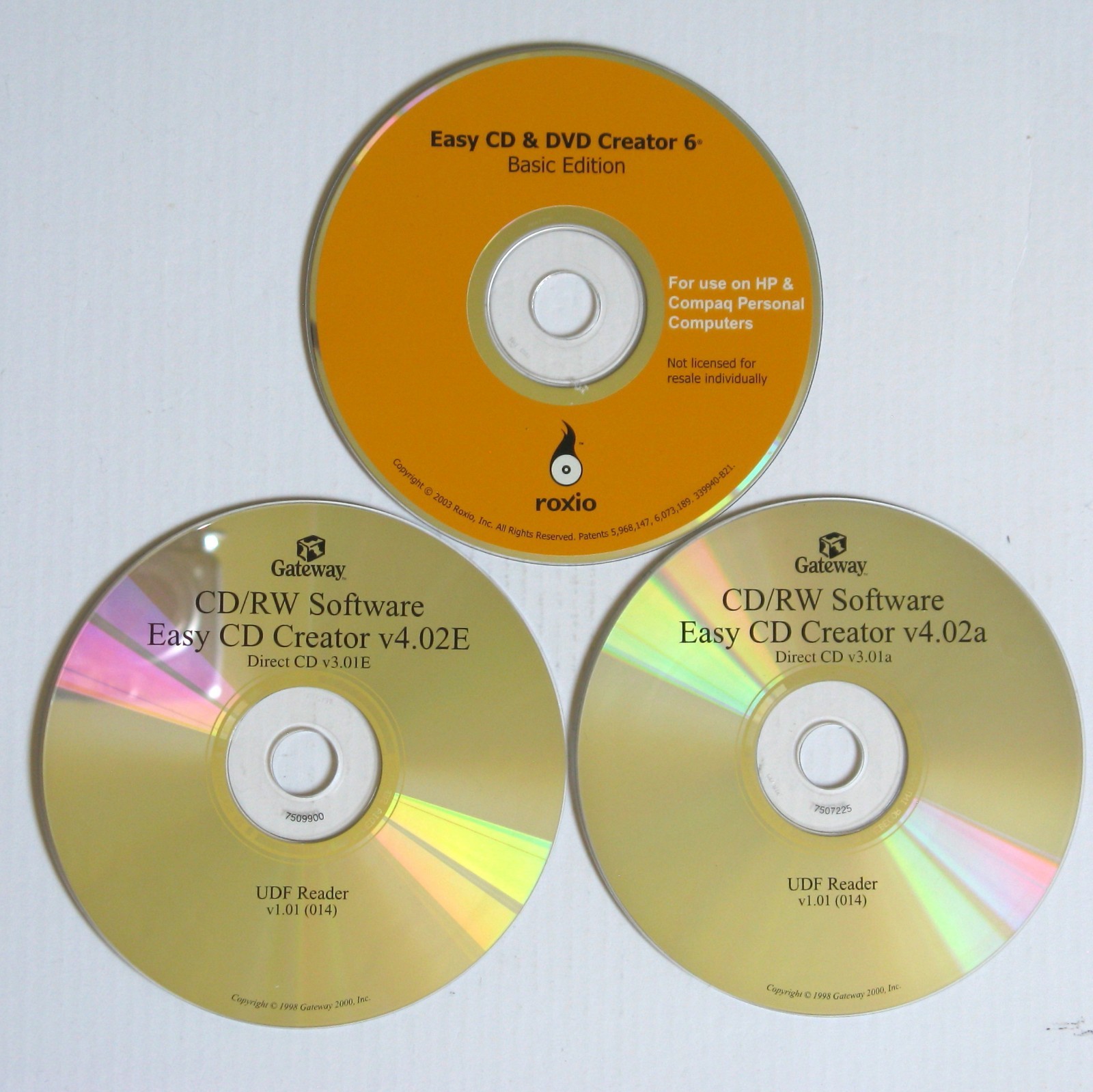 Vintage Easy CD/RW  &  DVD Creators Installation Discs for Windows PC's
