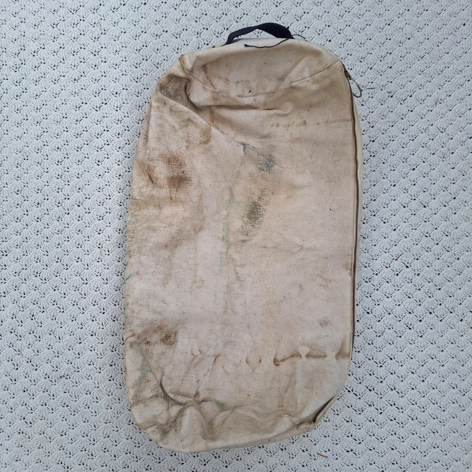 Vtg US Navy Army Military Korean War Era Sea Bag Duffle Canvas Serval Zipper