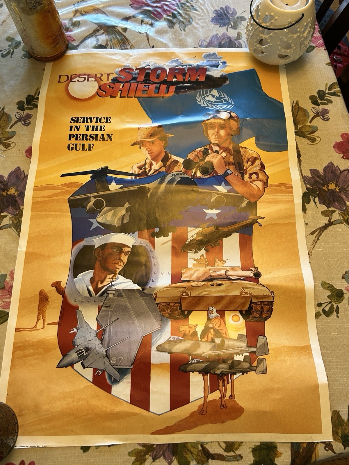 VTG Operation Desert Storm Shield Poster 1991 Service In The Persian Gulf 23x34