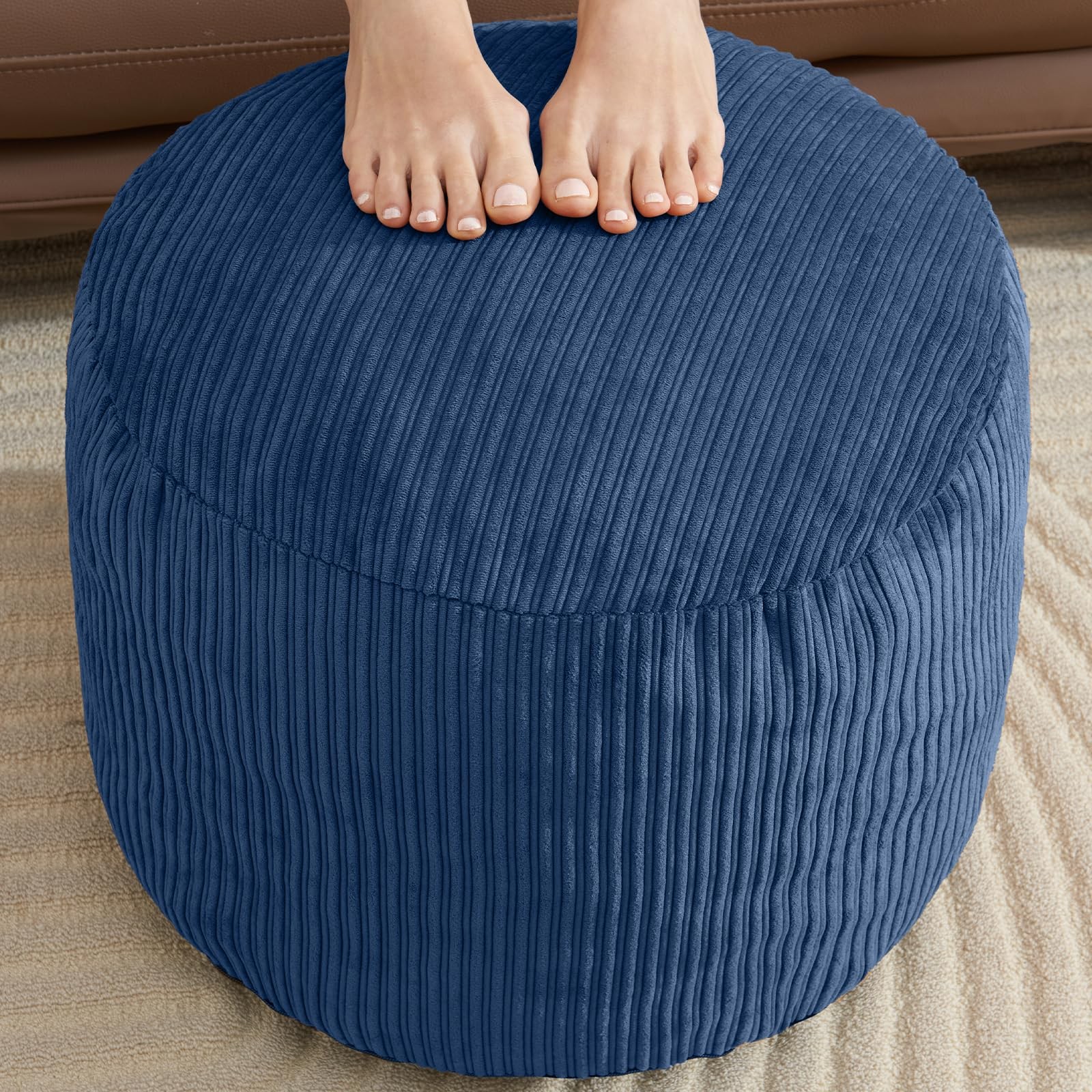 Pouf Ottoman Foot Stools with Foam Small Ottoman for Living Room Corduroy Ott...